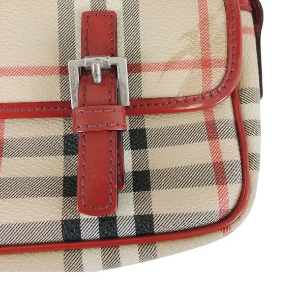 BURBERRY RED, CANVAS LEATHER SHOULDER BAG - Picture 5 of 14